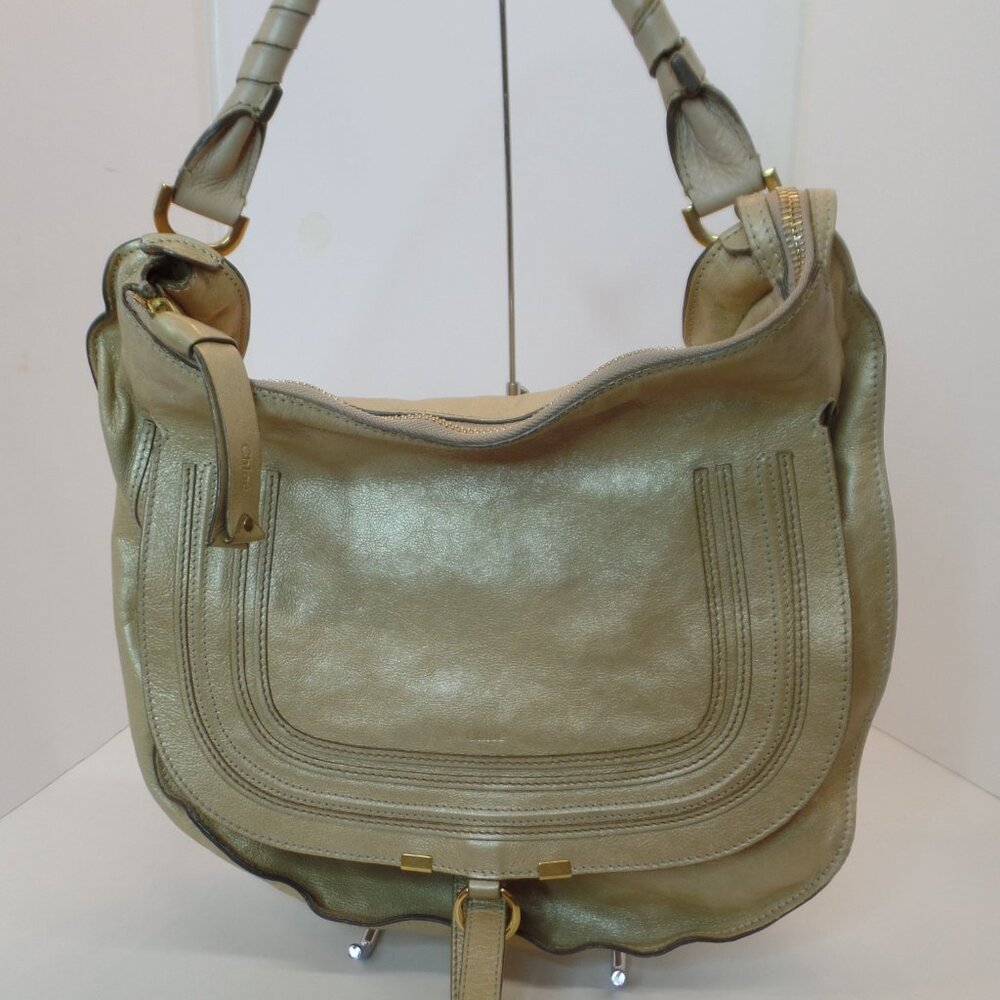 Chloe Large Leather Marcie W Dustbag Gold Leather Stamped Chloe Everywhere W SN